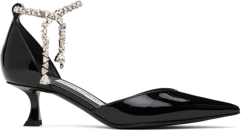 Sneakers och skor Jimmy Choo Jimmy Choo Stevie 50 Crystal Embellished Patent Leather Heels Svart | STEVIE 50