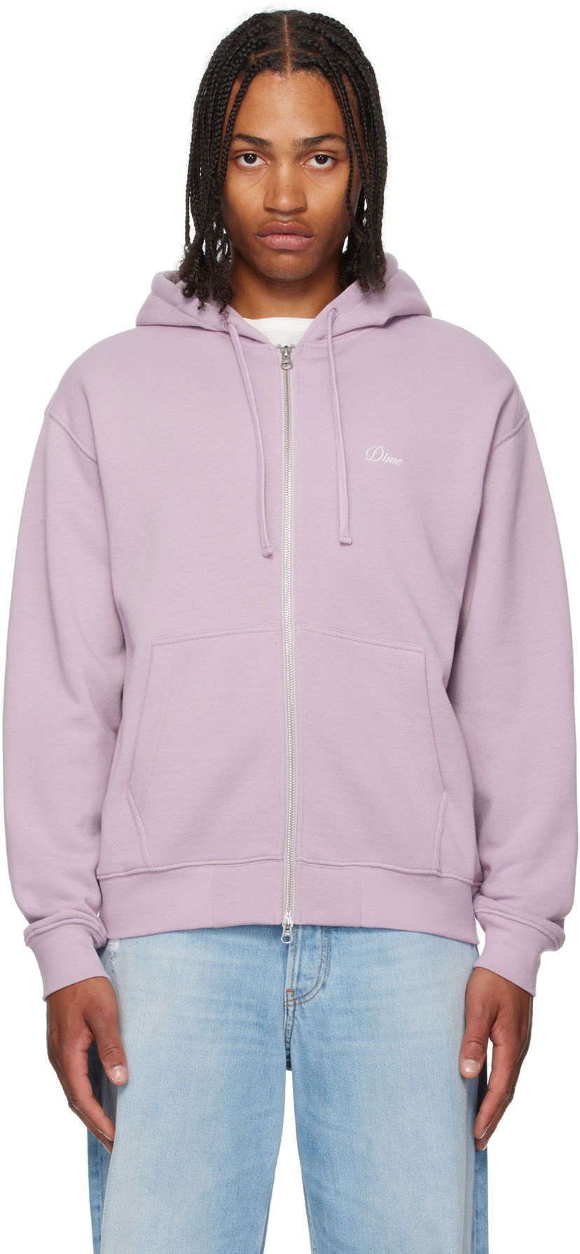Sweatshirt Dime Cursive Small Logo Zip Hoodie Purpur | DIMESU2549MAU