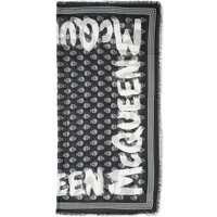Halsduk Alexander McQueen Graffiti Logo Skull Scarf Grå | 6611494418Q-1078, 1
