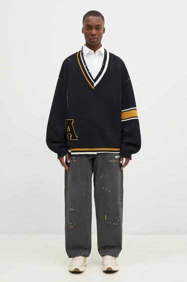 Sweater Ambush Destroyed Rib Knit V-Neck Sweater Svart | BMHD003F24KNI0011010, 4