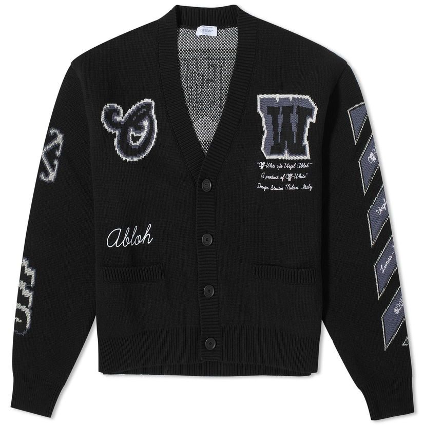Sweater Off-White Moon Varsity Cardigan Svart | OMHB019F23KNI0021010