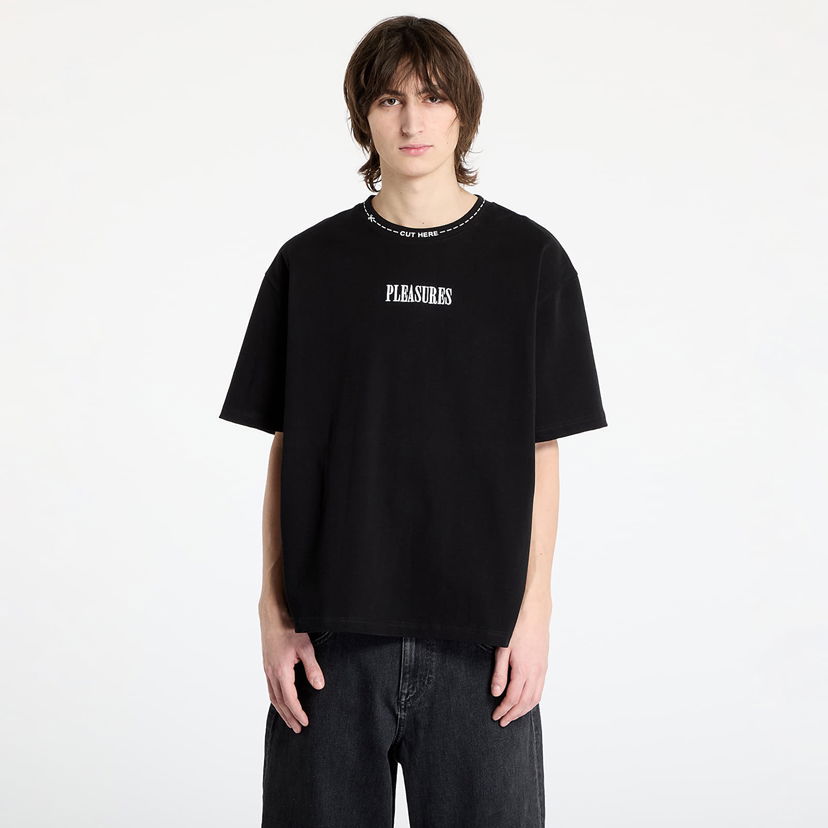 T-shirt Pleasures PLEASURES Cut Here Heavyweight T-Shirt Svart | P25SP027 BLACK