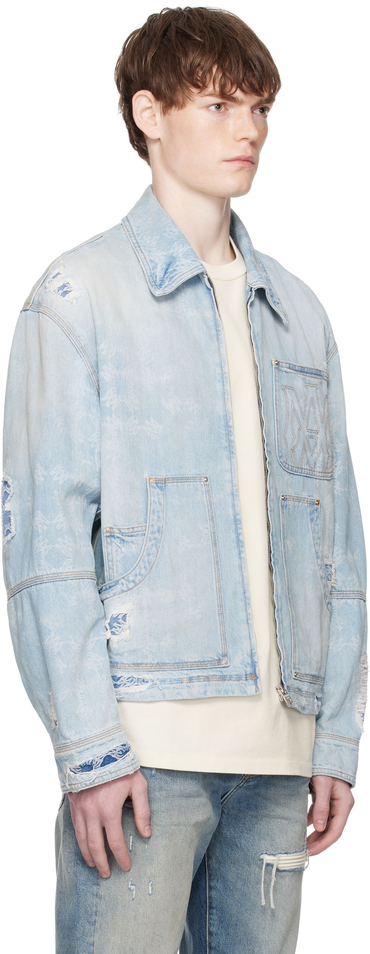 Jacka AMIRI AMIRI Repair Work Denim Jacket Blå | AMDNWJ1014, 1