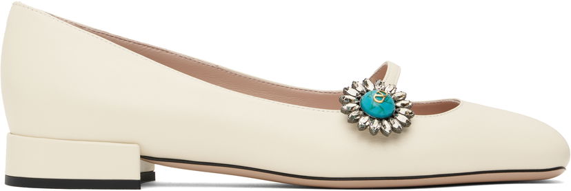 Skovård Valentino Valentino Garavani Mary-Jane Ballerina Flats with Crystal Embellishment Vit | 6W2S0LL7DHS