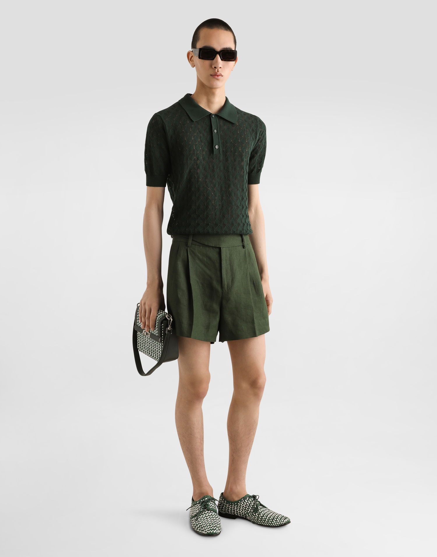 Shorts Dolce & Gabbana Dolce & Gabbana Linen Shorts with Belt Grön | GP10WTFU4MCV0304, 1