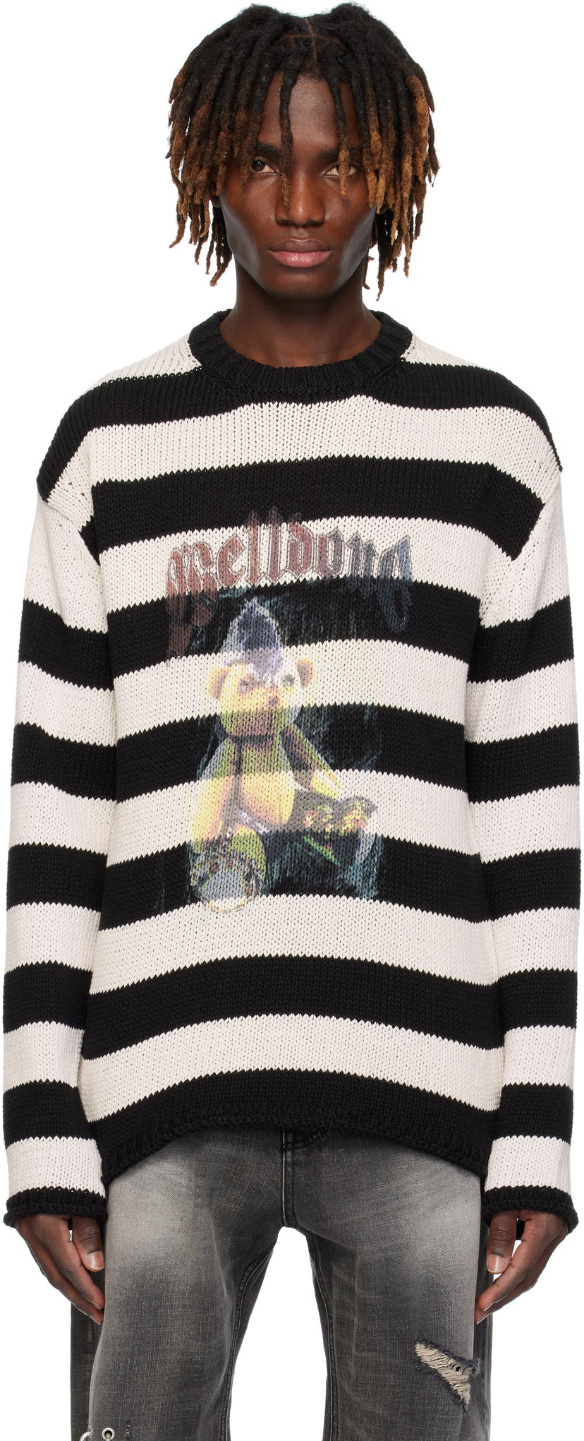 Sweater We11done We11done Punk Teddy Striped Sweater Flerfärgad | WD-KT0-25-655-U-IV