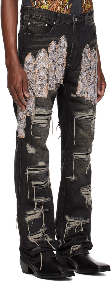 Jeans Who Decides War Who Decides War Patch Arch Distressed Denim Jeans Svart | 1120960017SS25, 1