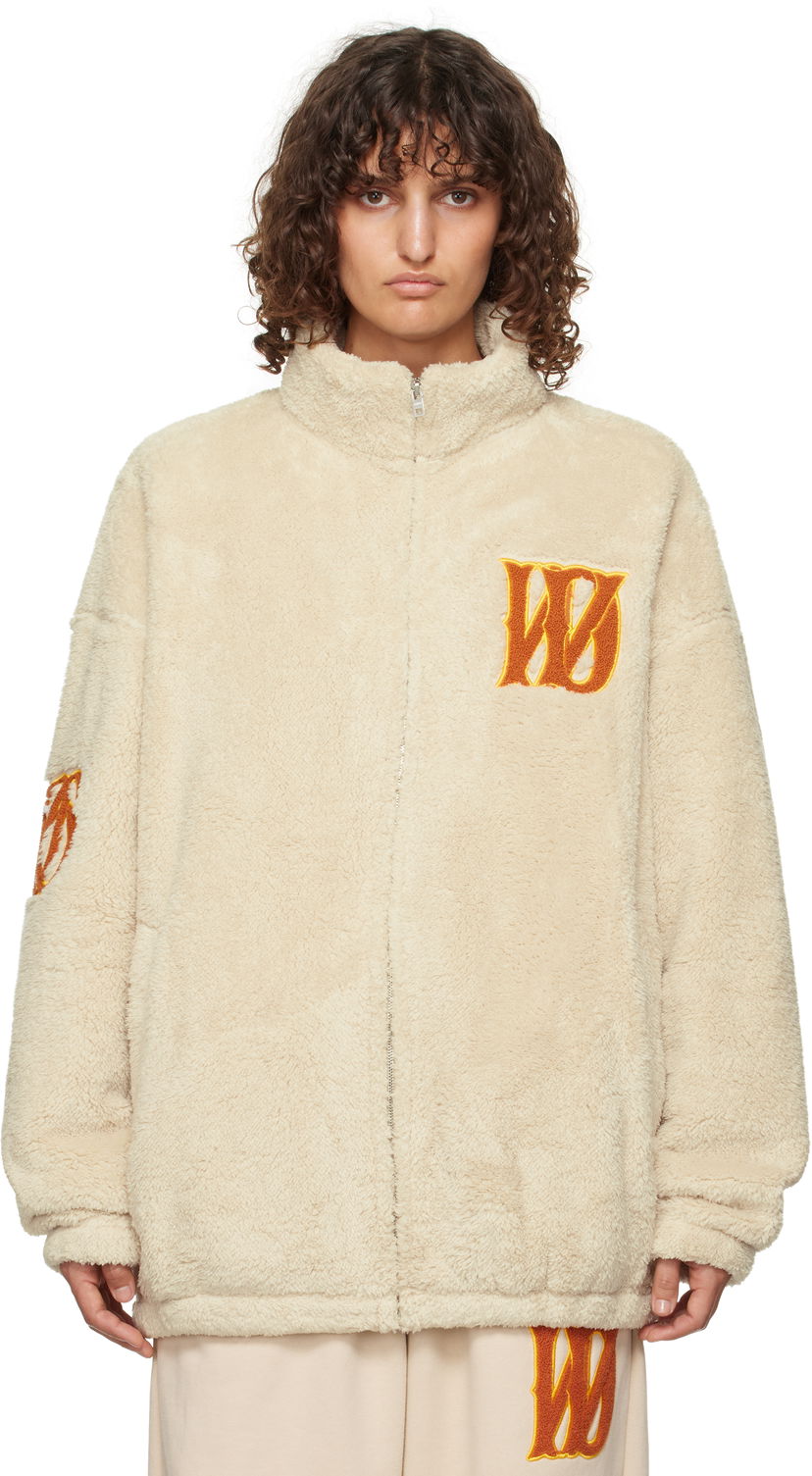 Sweatshirt We11done We11done Bouclé Logo Fleece Jacket Beige | WD-TJ3-24-821-U-BG