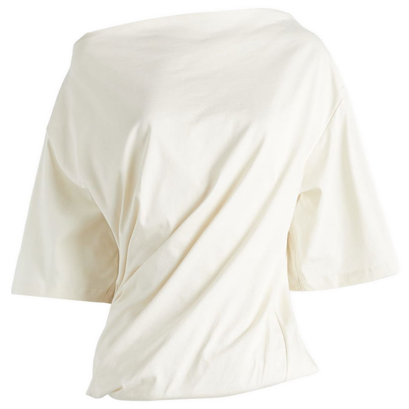 T-shirt Baserange Baserange Turn Draped Off-The-Shoulder T-Shirt, Size Large Vit | TOTUS-RC-SP25-Undyed