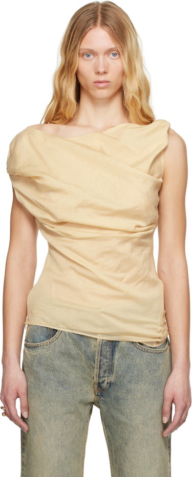 Linne Entire Studios Entire Studios Twist Draped Top Beige | ESW-S25-8006-WH, 0