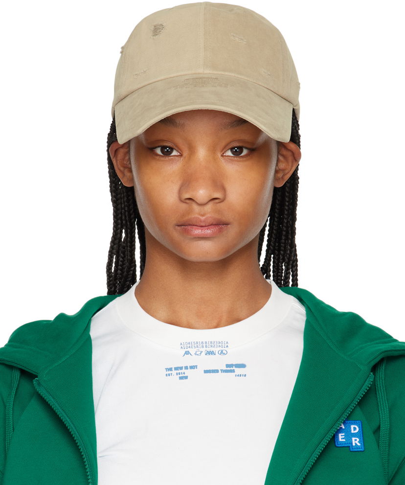 Keps ADER ERROR Distressed Cotton Twill Cap Beige | BN01SSHW0201BG