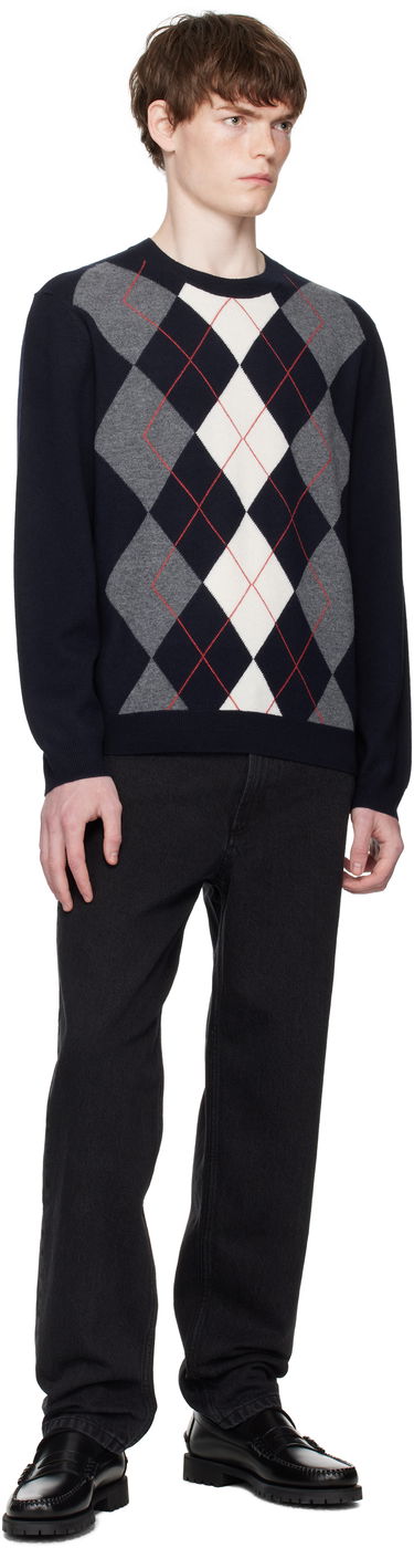 Sweater A.P.C. A.P.C. Evan Argyle Sweater Mörkblå | WVBDR-H23419, 3