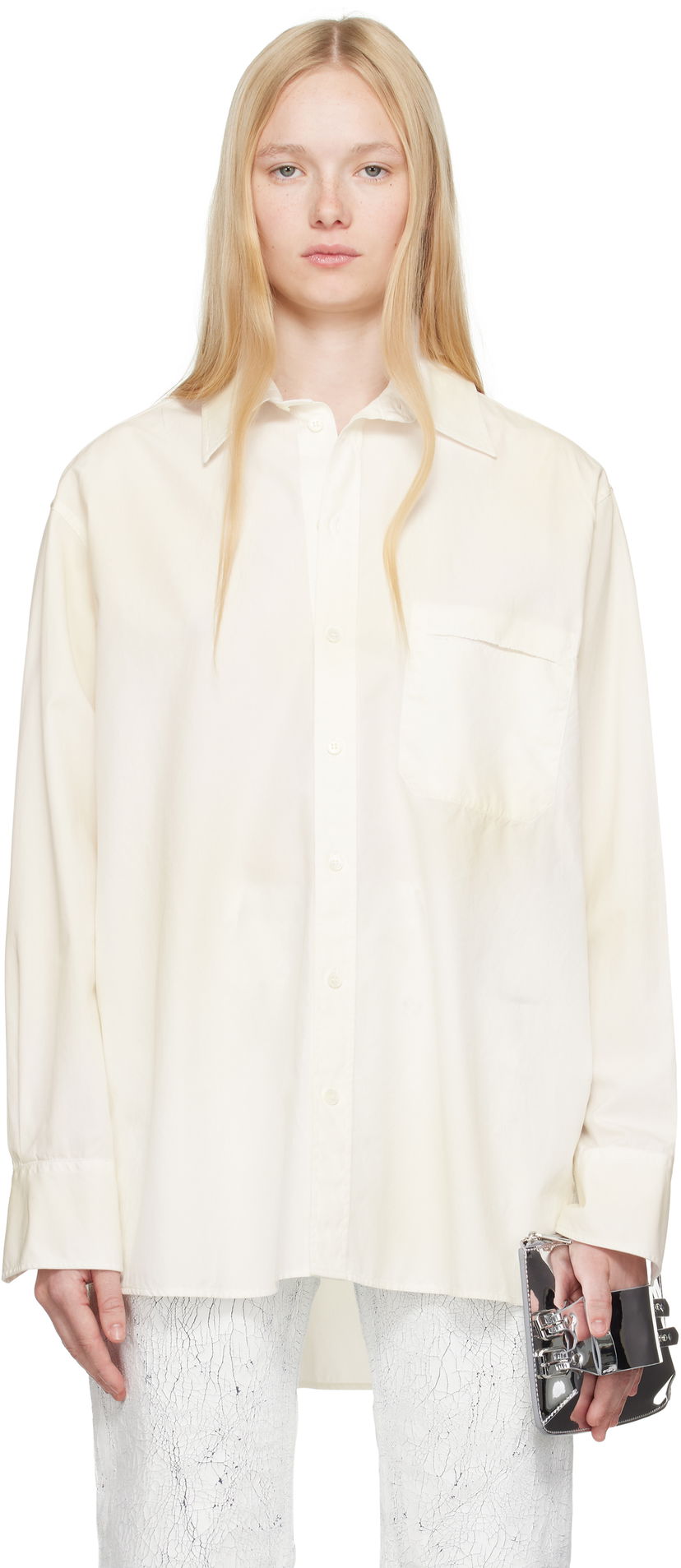 Skjorta Maison Margiela MM6 Maison Margiela Cotton Poplin Long Sleeve Shirt Vit | S62DT0035 M35458