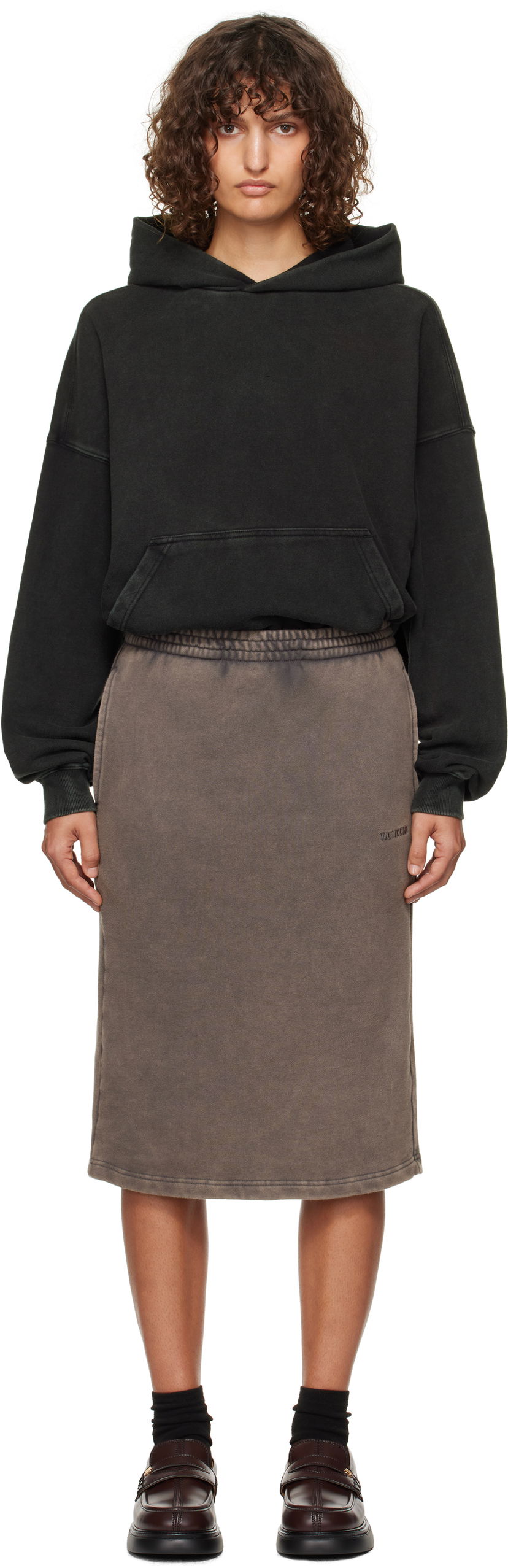 Kjol We11done We11Done Layered Hoodie Dress Brun | WD-TO3-24-851-W-BK