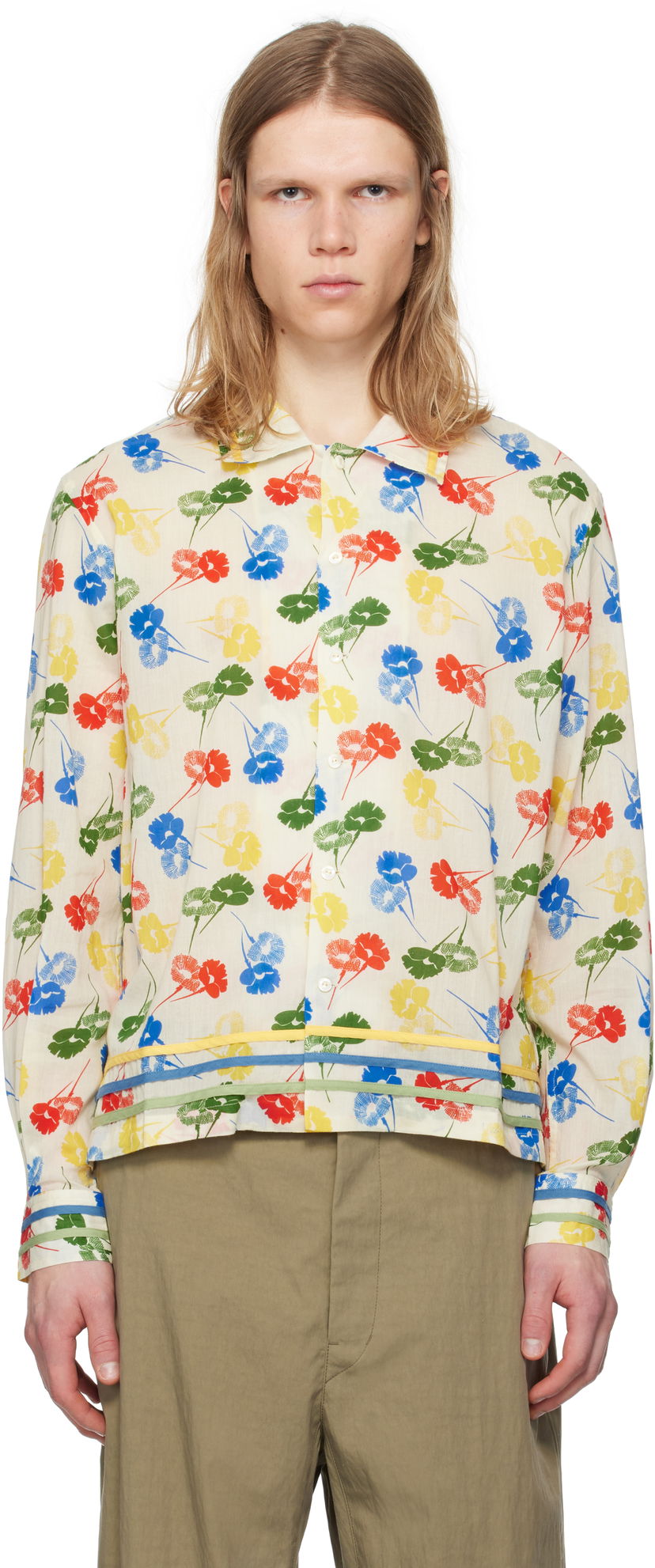 Skjorta Bode Bode Flower Stamp Long Sleeve Shirt Flerfärgad | MRS25SH011