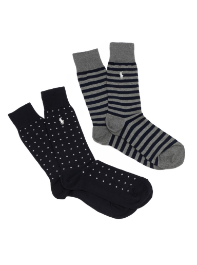 Strumpor Polo by Ralph Lauren Dot Stripe Crew Socks 2Pack Flerfärgad | 449655259002