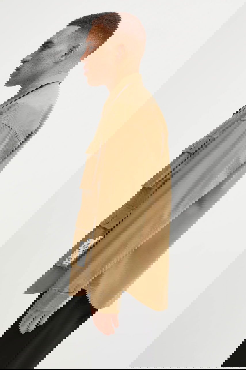 Skjorta Neighborhood NEIGHBORHOOD Utility Long Sleeve Shirt with Classic Collar, Regular Fit, Cotton Beige | 252AQNH.SHM04, 1