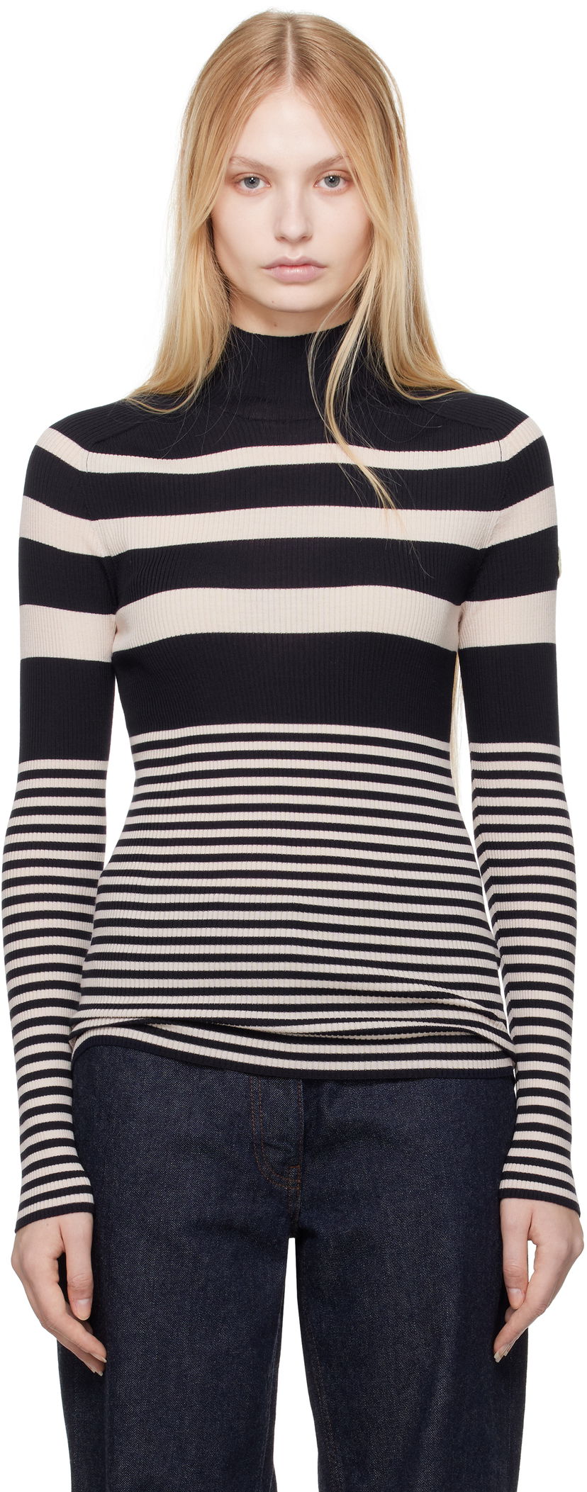 Sweater Moncler Moncler Striped Wool Turtleneck Flerfärgad | K10939F00002M1180