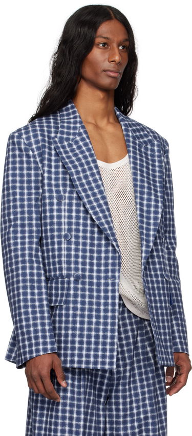 Jacka ERL ERL Check Double-Breasted Blazer Blå | ERL10J038, 1