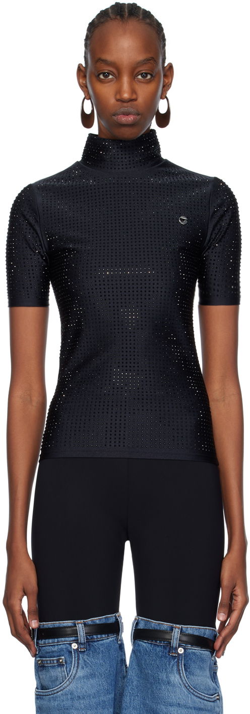 Sweater Coperni Coperni Crystal Embellished Mock Neck Top Svart | COPJS20BIS855