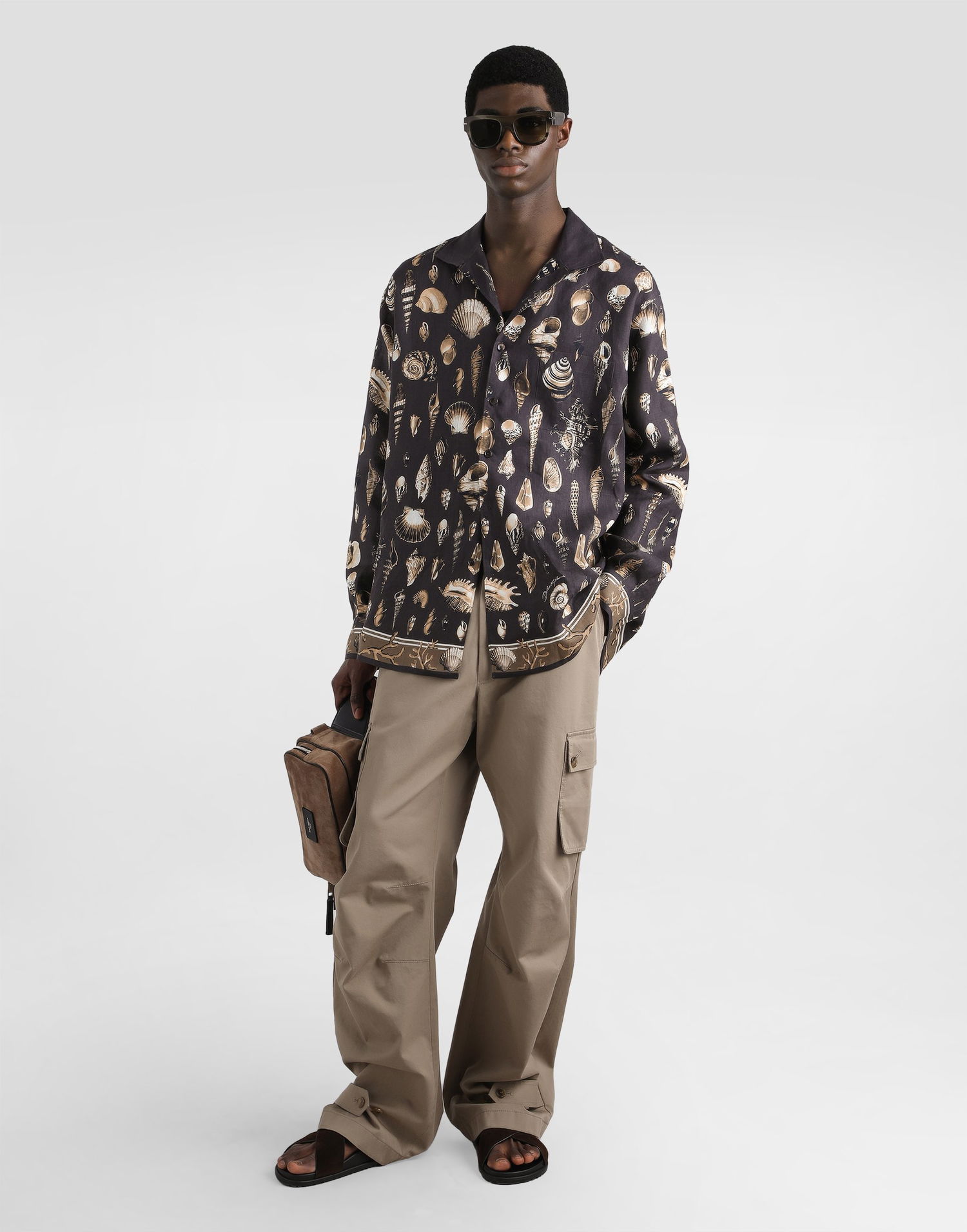 Skjorta Dolce & Gabbana Dolce & Gabbana Oversized Linen Canvas Shell-Print Shirt Svart | G5NK0TFP4NSHM5PI, 1