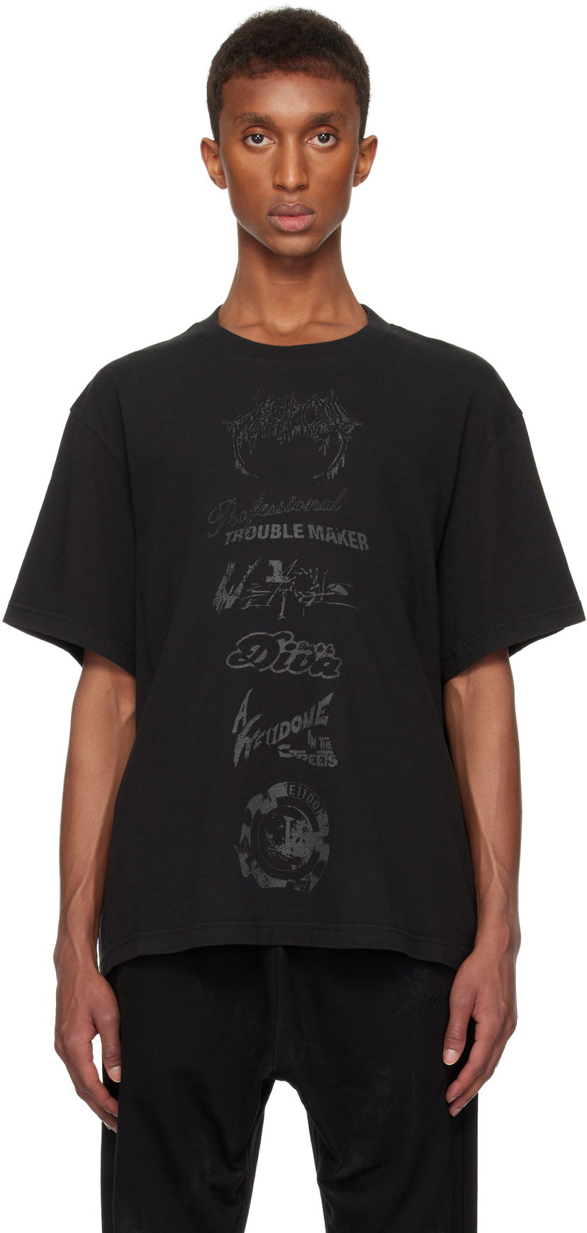 T-shirt We11done Multi Logo Graphic T-Shirt Svart | WD-TT3-24-777-U-BK