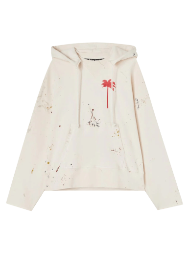 Sweatshirt Palm Angels PxP Painted Raw Cut Hoodie Vit | PMBB104S22FLE0010325