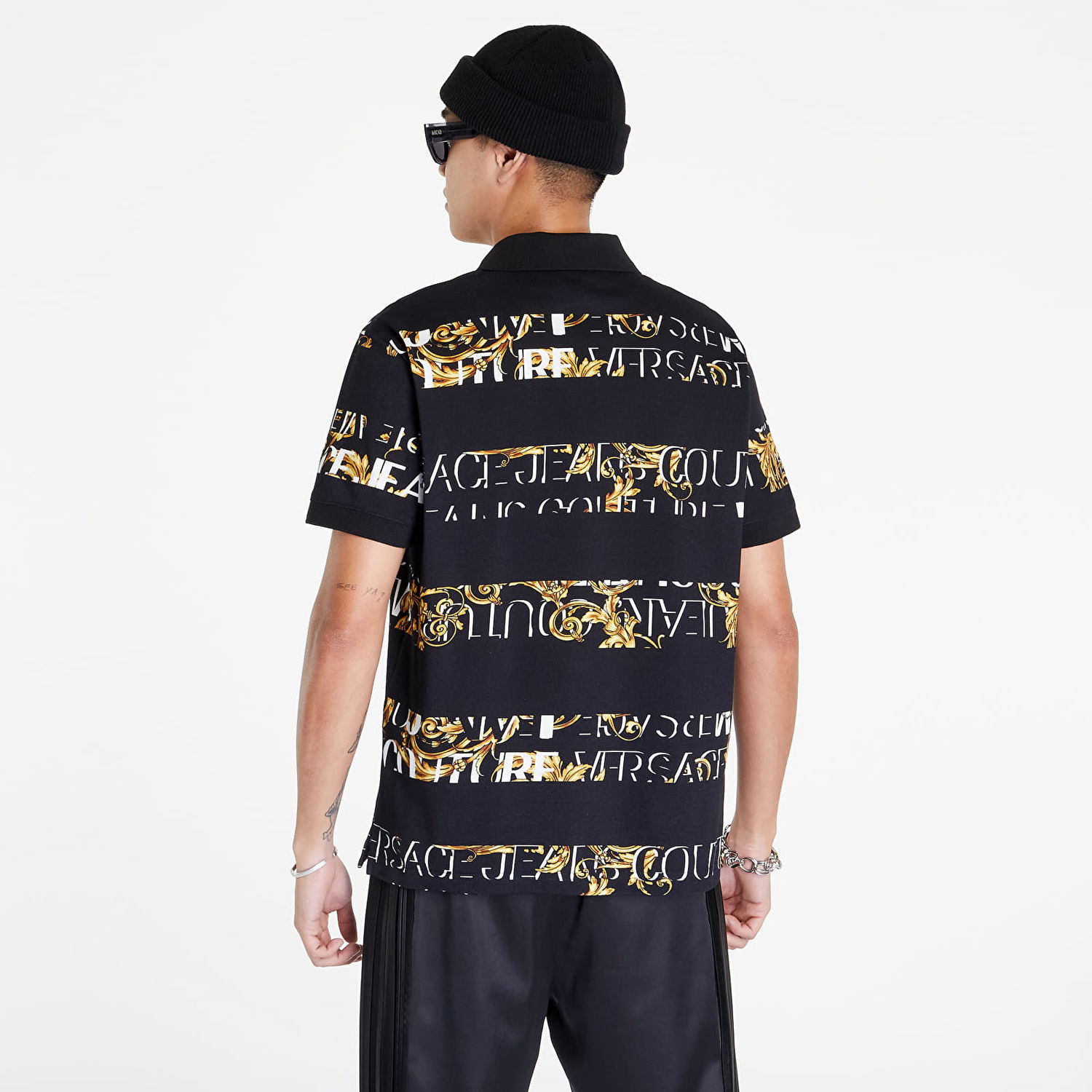 Polotröja Versace Print Stripes Logo B Polo T-Shirt Flerfärgad | 73GAG6R0JS136G89, 1