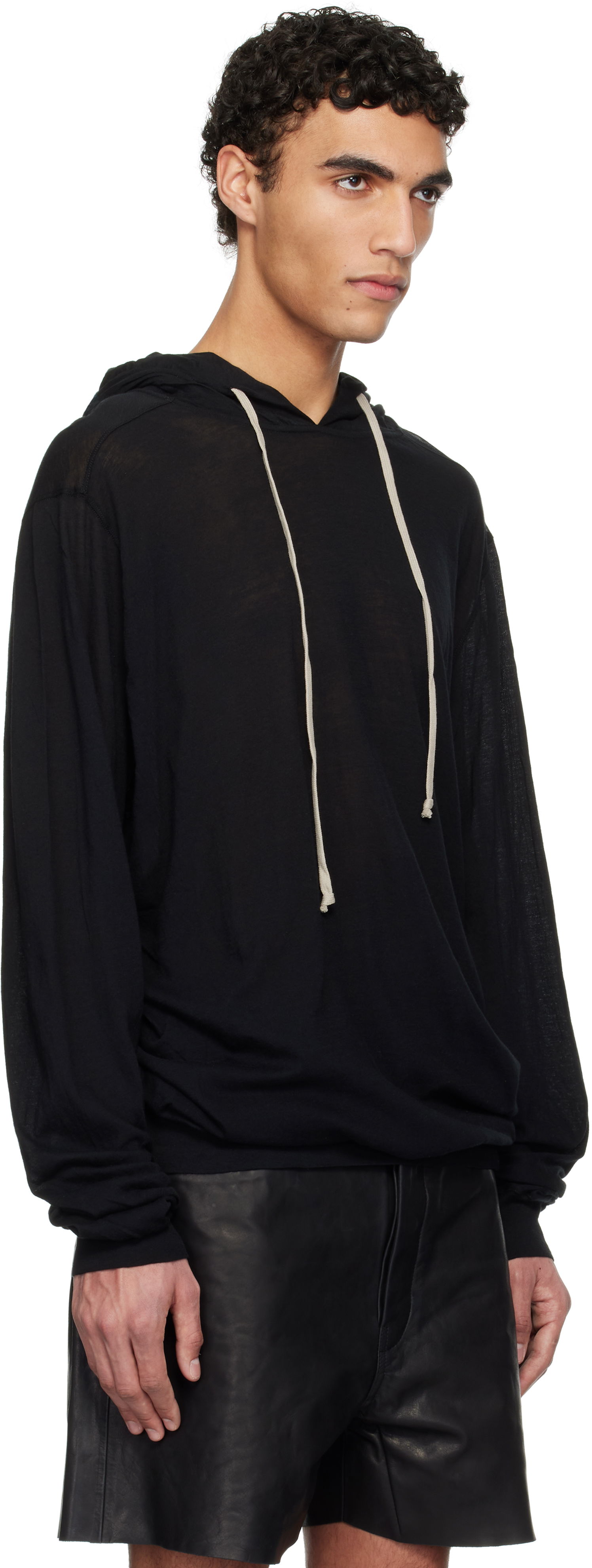 Sweatshirt Rick Owens Rick Owens Hollywood Unstable Cotton Hoodie Svart | RU01E5282 UC, 1