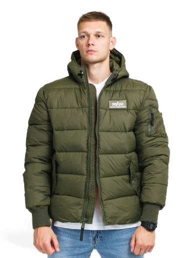 Pufferjacka Alpha Industries Hooded Puffer Alpha FD Grön | 118113 257