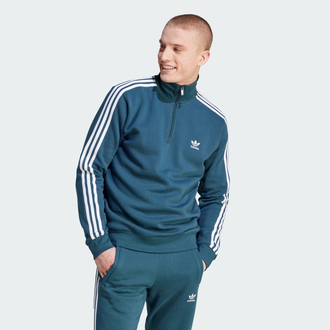 Sweatshirt adidas Originals Adicolor Classics 3-Stripes Half-Zip Sweatshirt Turkos | IL2500, 1