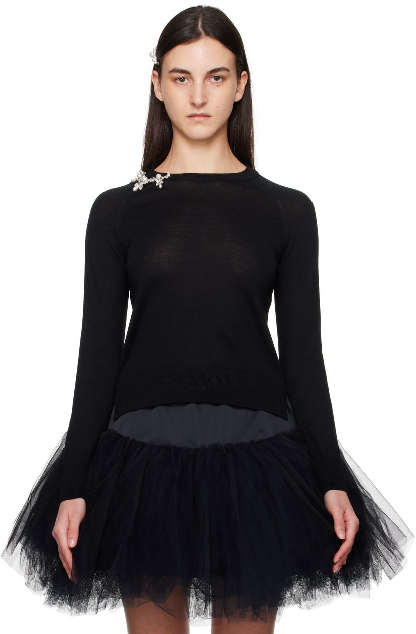 Sweater Simone Rocha Simone Rocha Classic Wool Pullover Svart | KMK22B 0647