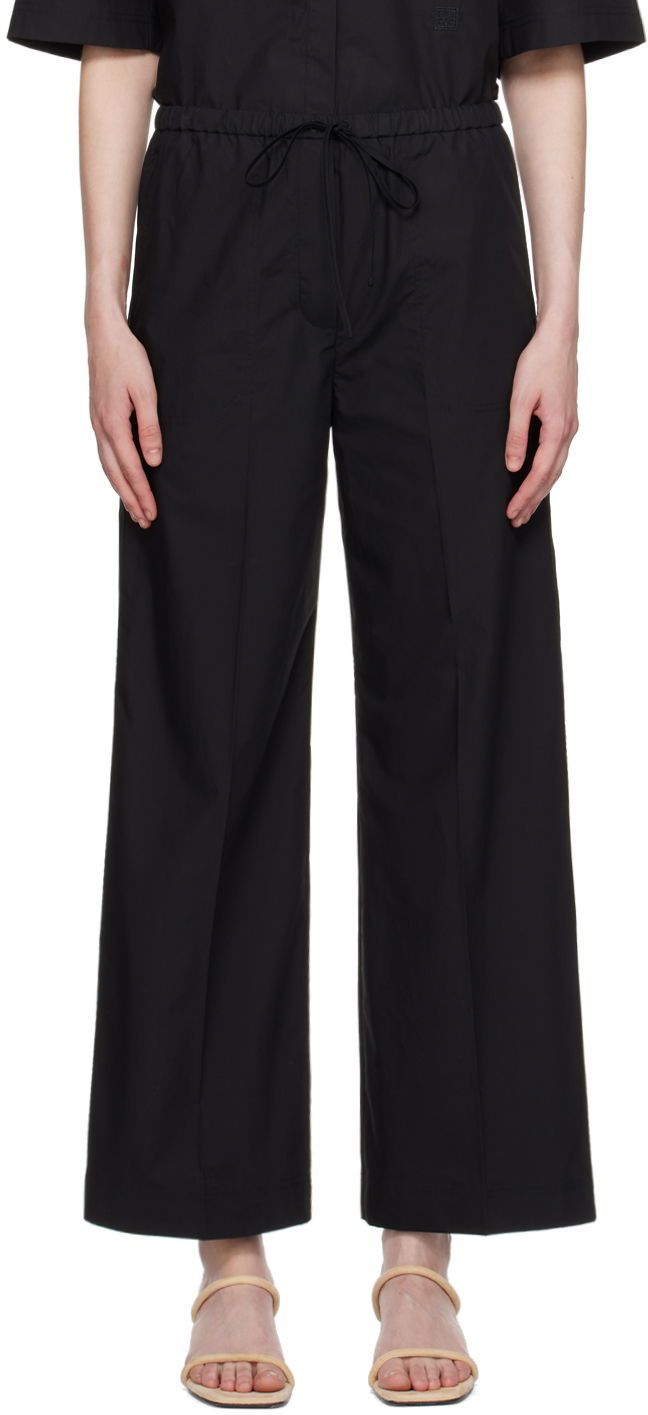 Byxor TOTEME TOTEME Drawstring Wide Leg Trousers Svart | 243-WRB1709-FB0217
