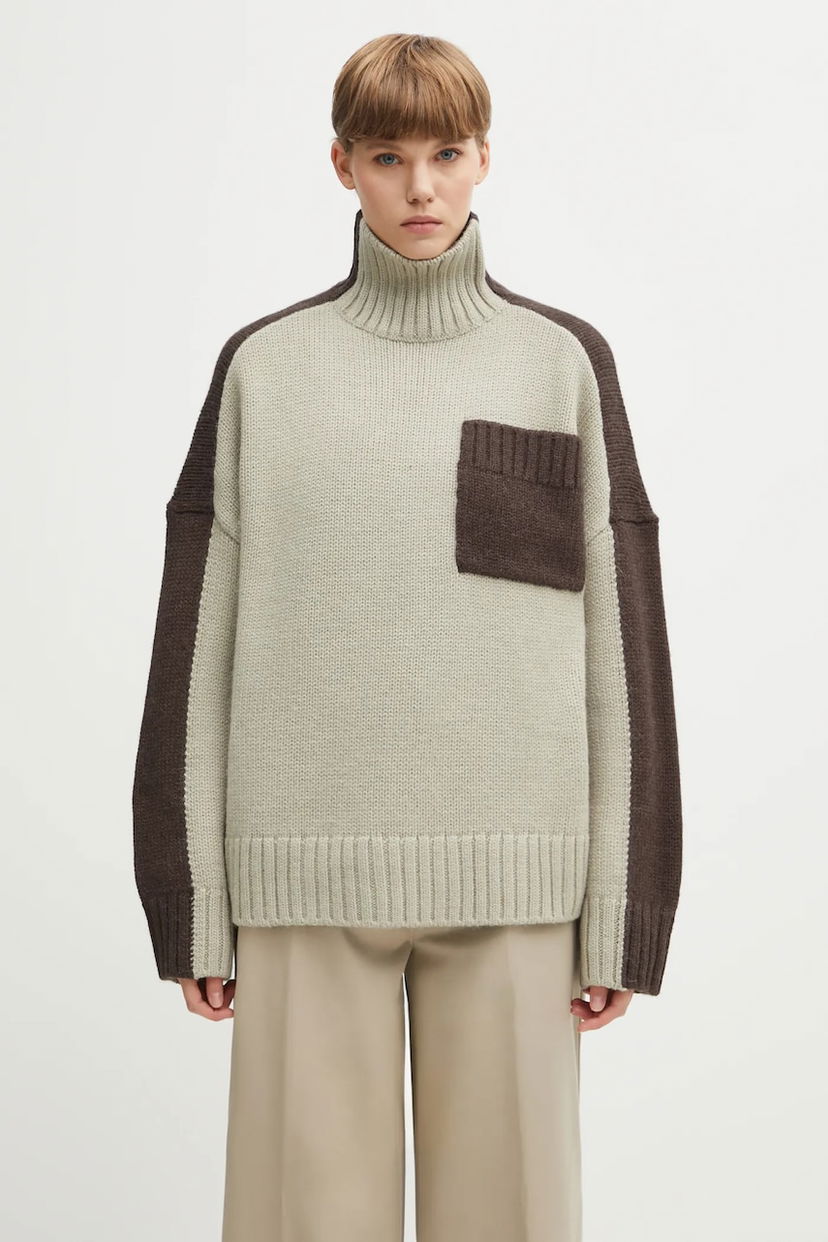 Sweater JW Anderson JW Anderson Two Tone Patch Pocket Turtleneck Sweater Flerfärgad | KW1402.YN0367