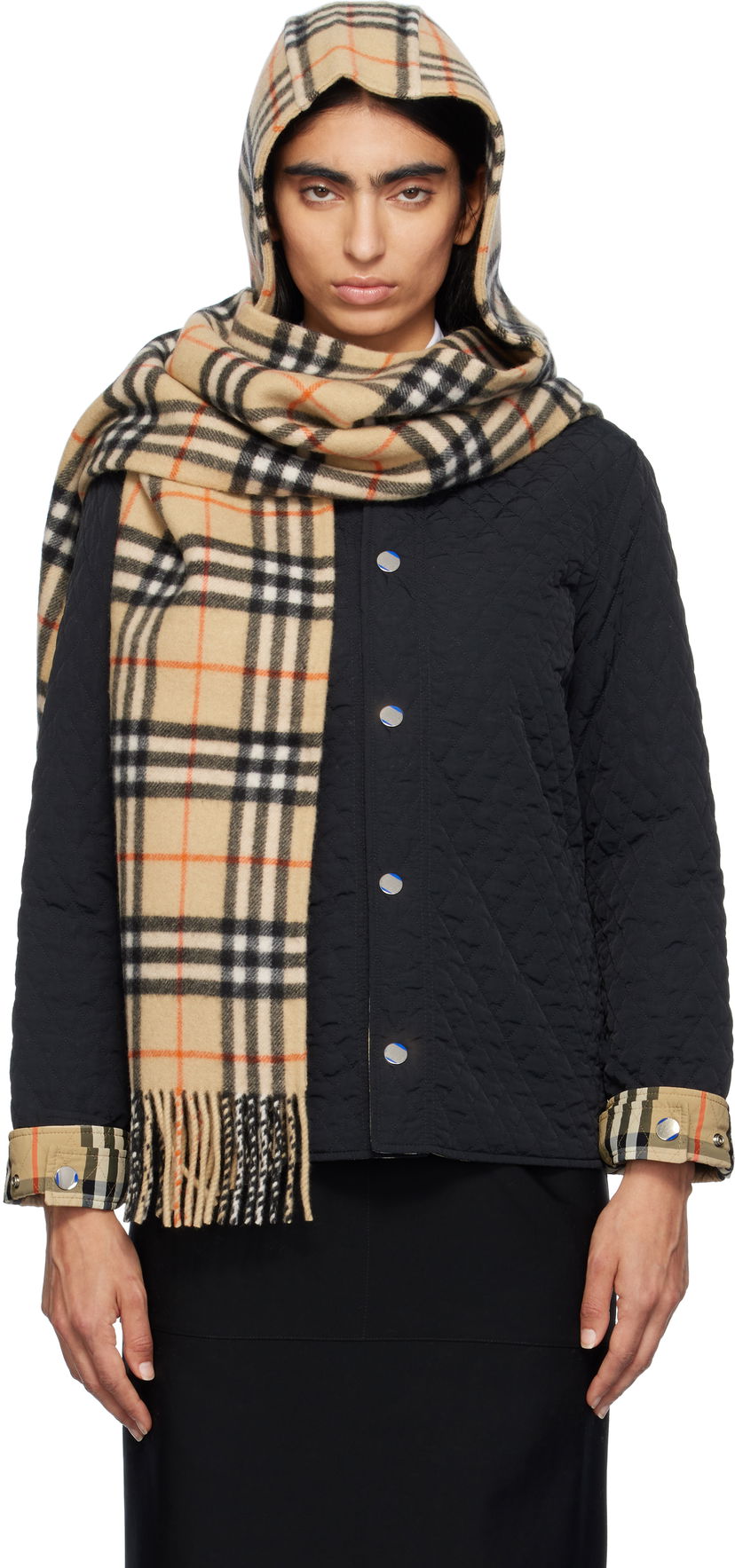 Halsduk Burberry Cashmere Hooded Scarf Beige | 8097492