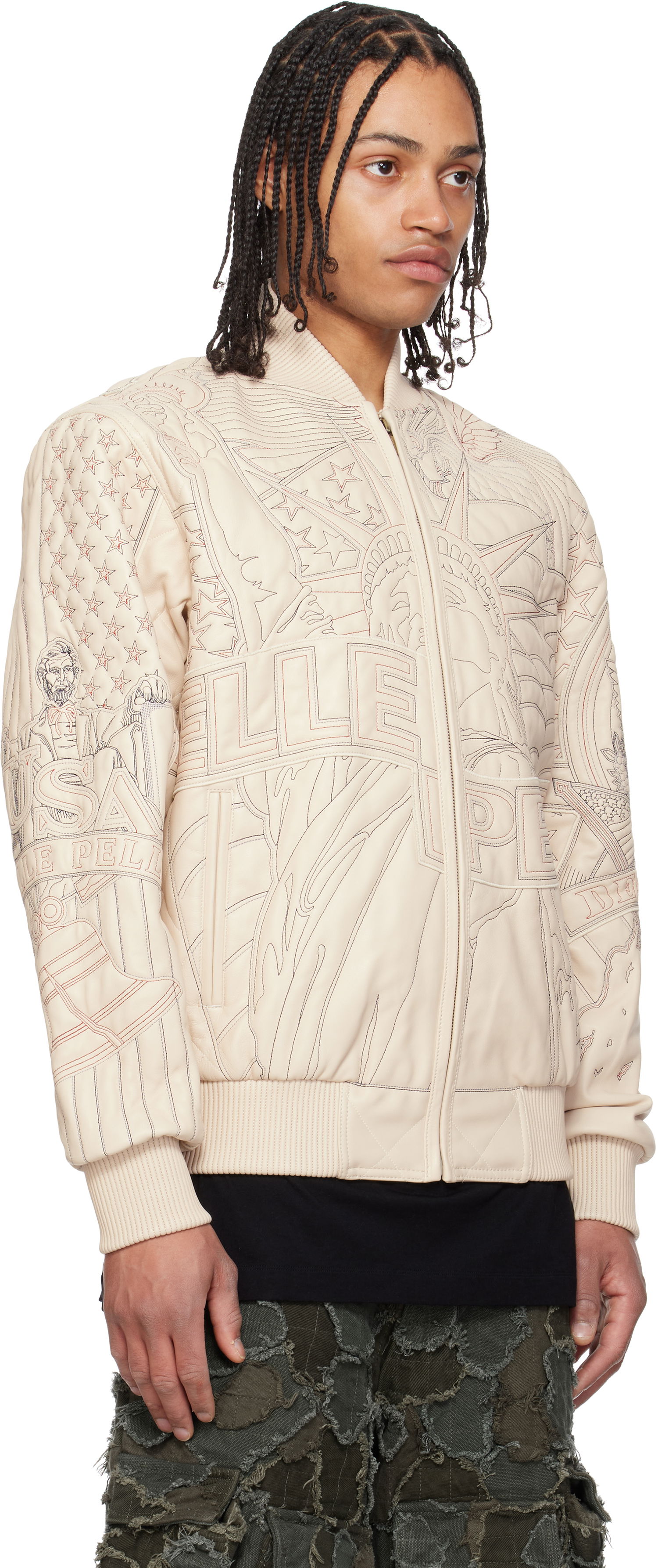 Bomberjacka Who Decides War Who Decides War Pelle Pelle Edition Monument Leather Jacket Beige | 1131500019SS25, 1
