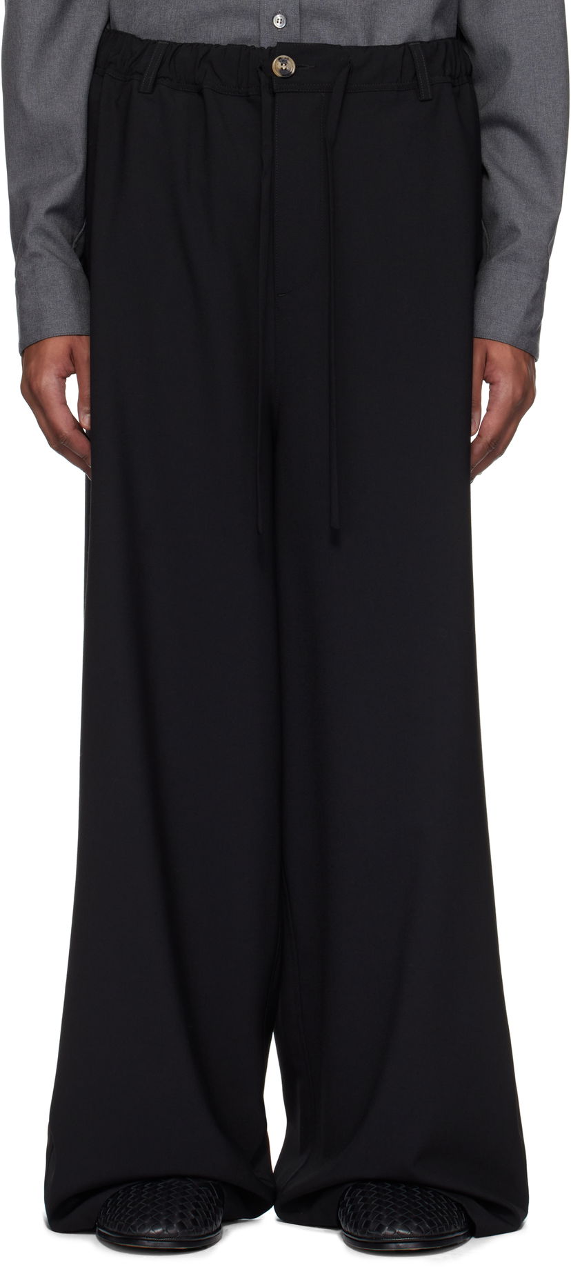 Byxor Marni Marni Wool Wide-Leg Trousers Svart | PUMU0290A1 UTP771