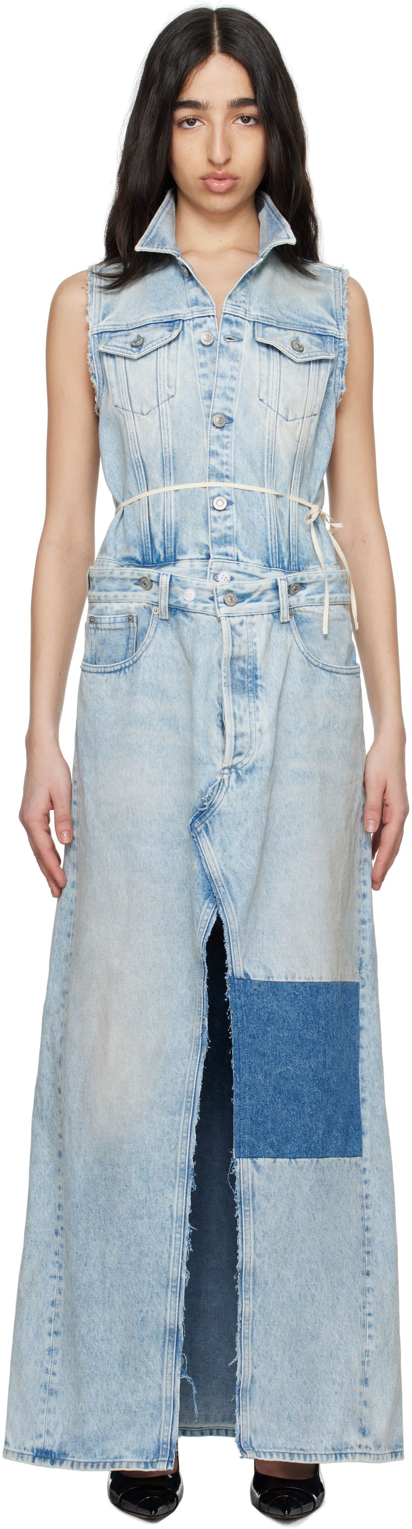 Klä Maison Margiela MM6 Maison Margiela Paneled Denim Maxi Dress Blå | S62DG0046 M30018