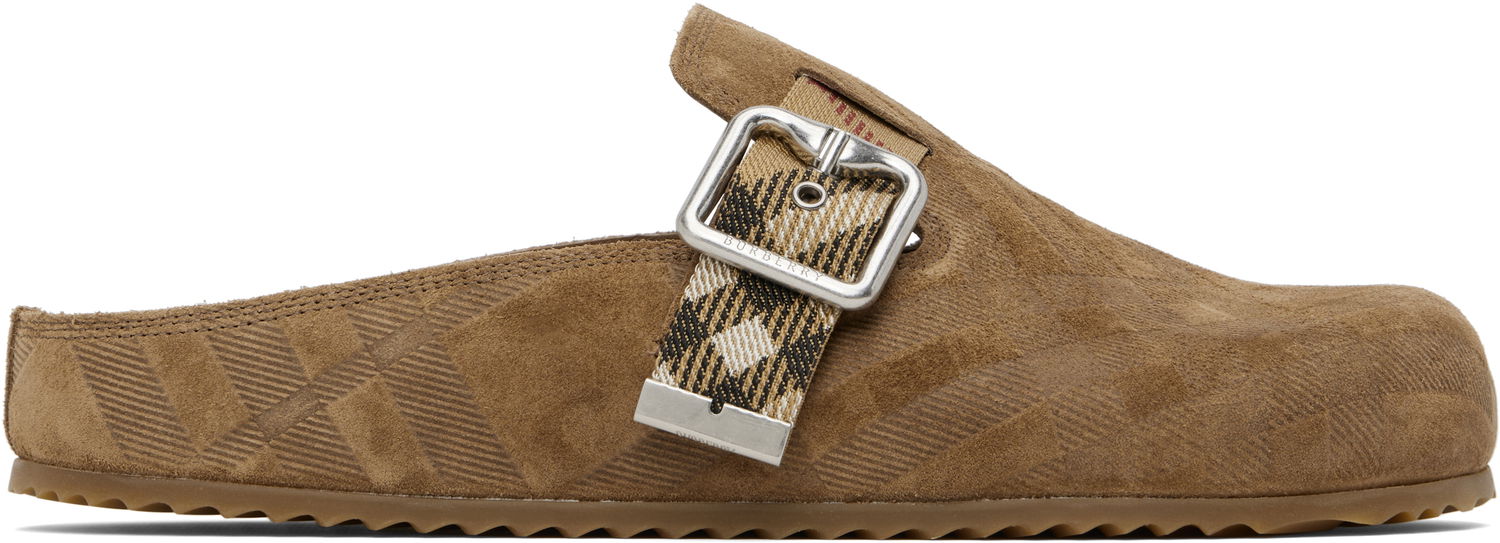 Kläder Burberry Burberry Check Suede Urchin Clogs Brun | 8113393, 0