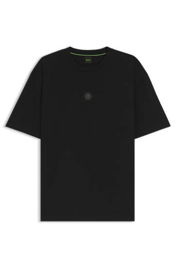 T-shirt BOSS Cotton-jersey T-shirt with Double B monogram Svart | 50544316