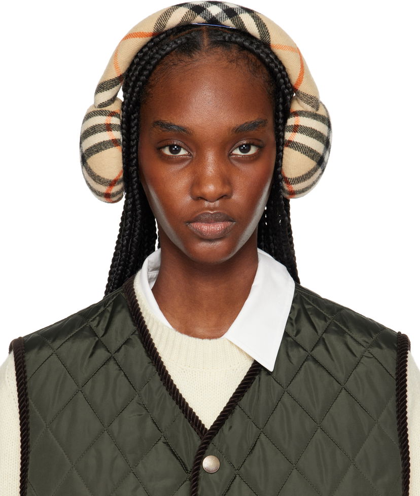 Halsduk Burberry Burberry Check Wool Earmuffs Beige | 8105109