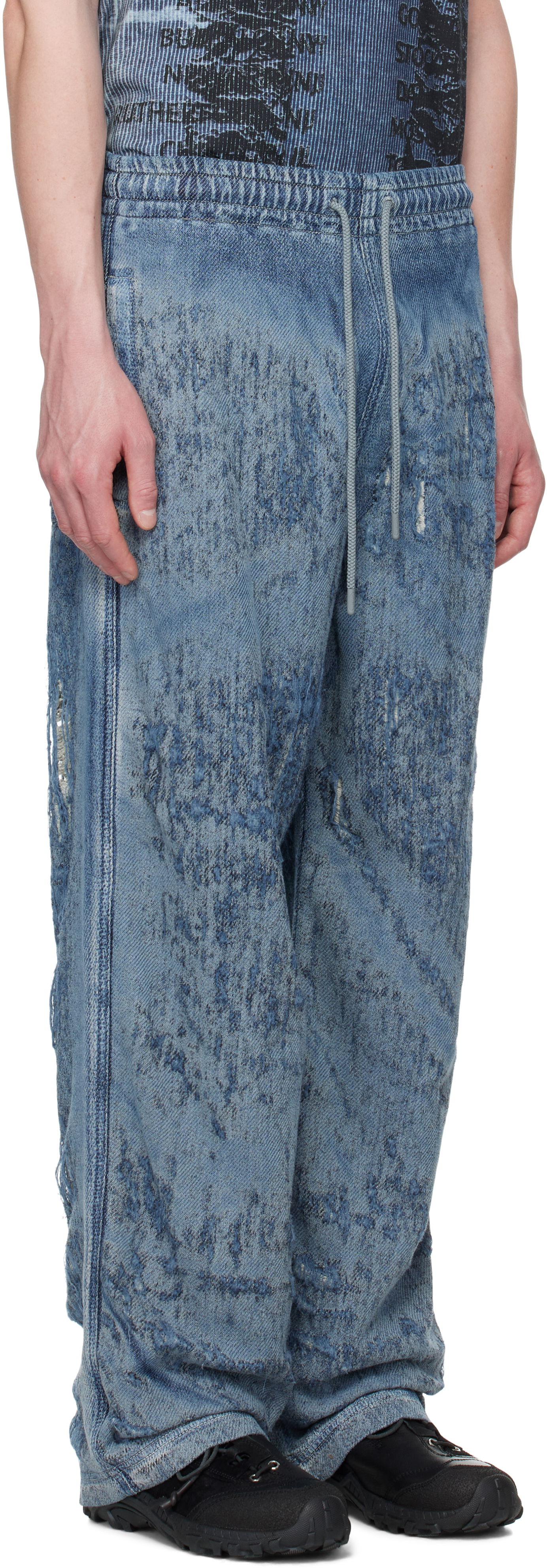 Träningsbyxor Diesel Diesel D-Enimos-FSG Acid Wash Drawstring Lounge Pants Blå | A18936-068RQ-01, 1