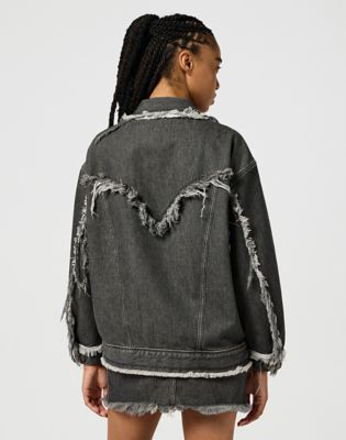 Jacka Wrangler Wrangler Icon Era Fray Denim Jacket XS Svart | 112356496:XS, 0