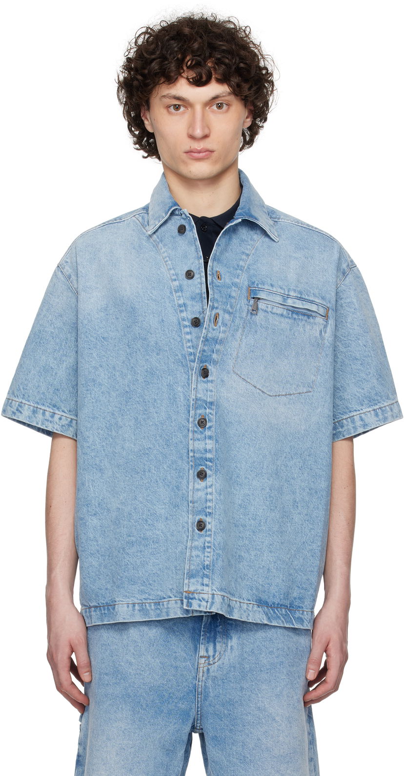 Skjorta BOSS Faded Denim Shirt Blå | 50538203