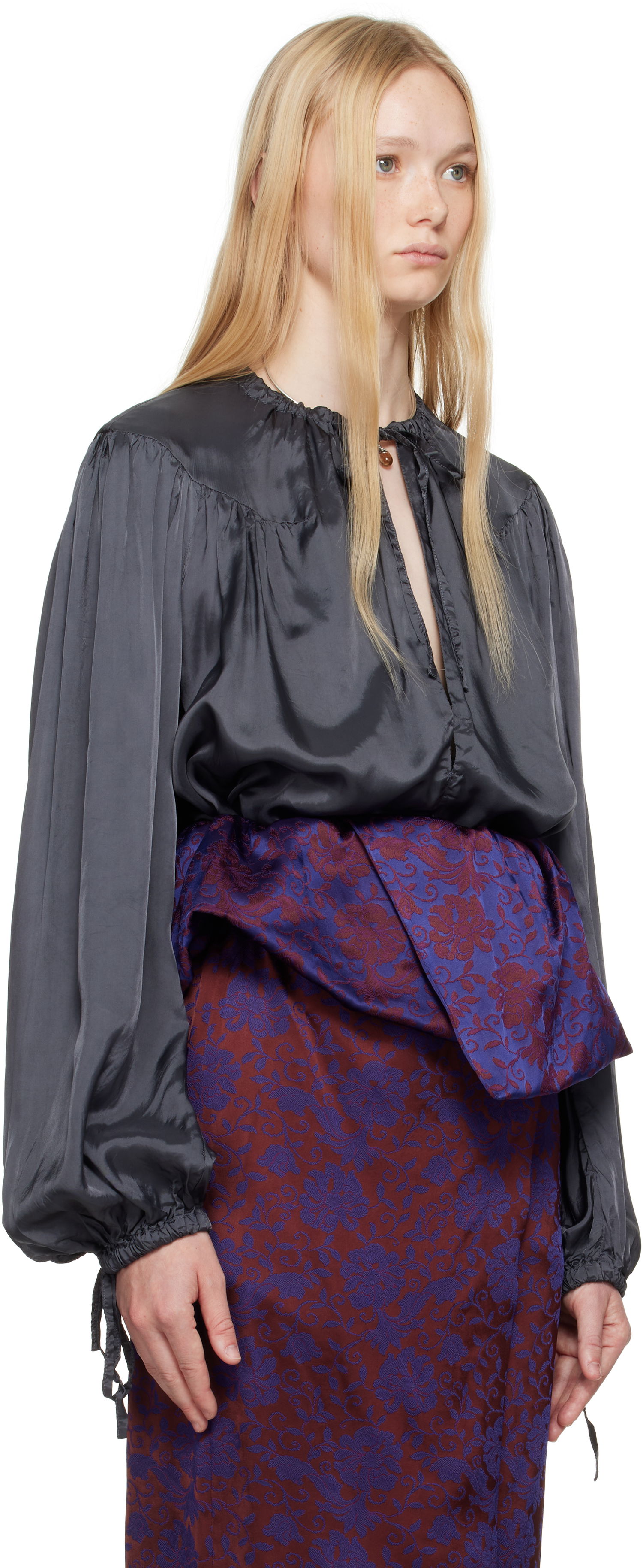 Skjorta Dries Van Noten Dries Van Noten Drawstring Blouse Svart | 251-010710-1427, 1
