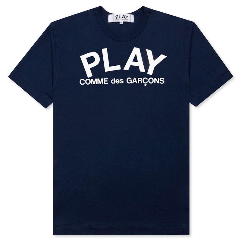 T-shirt Comme des Garçons Play Text T-Shirt Mörkblå | AZ-T175-051-1