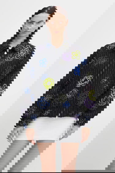 Bomberjacka KENZO Futura Embroidered Textured Bomber Jacket Svart | FF62BL2409GM, 0