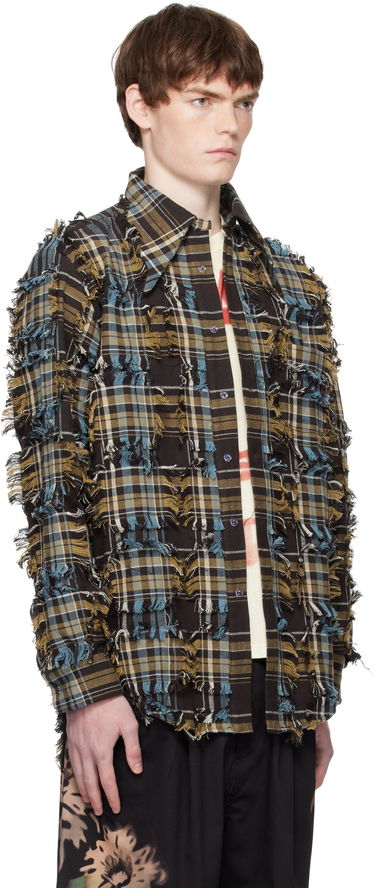 Skjorta Collina Strada Collina Strada Frayed Plaid Button-Up Shirt Brun | XX3063-B, 1