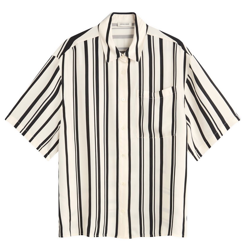 Skjorta Anine Bing Anine Bing Coco Short Sleeve Stripe Shirt, Size Large Flerfärgad | A-07-11268-MTL95