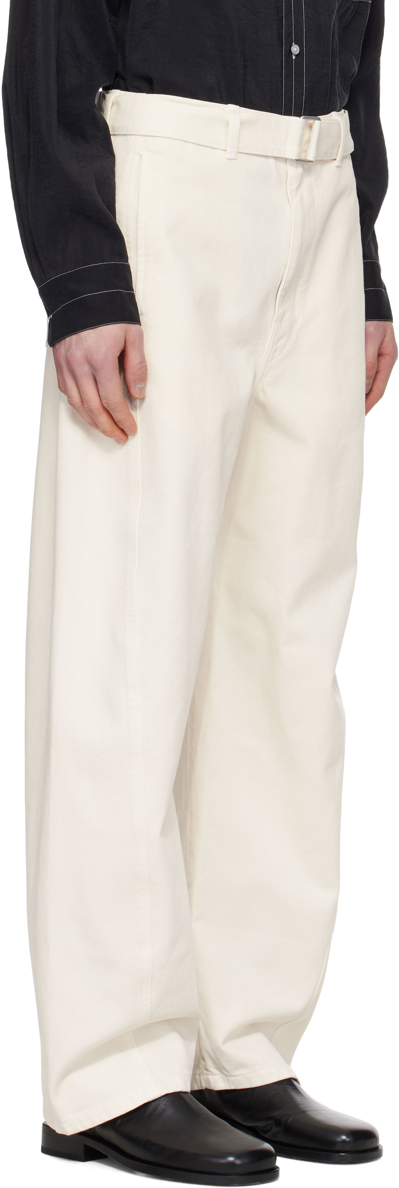 Byxor LEMAIRE Lemaire Twisted Belted Trousers Vit | PA326 LD1034, 1